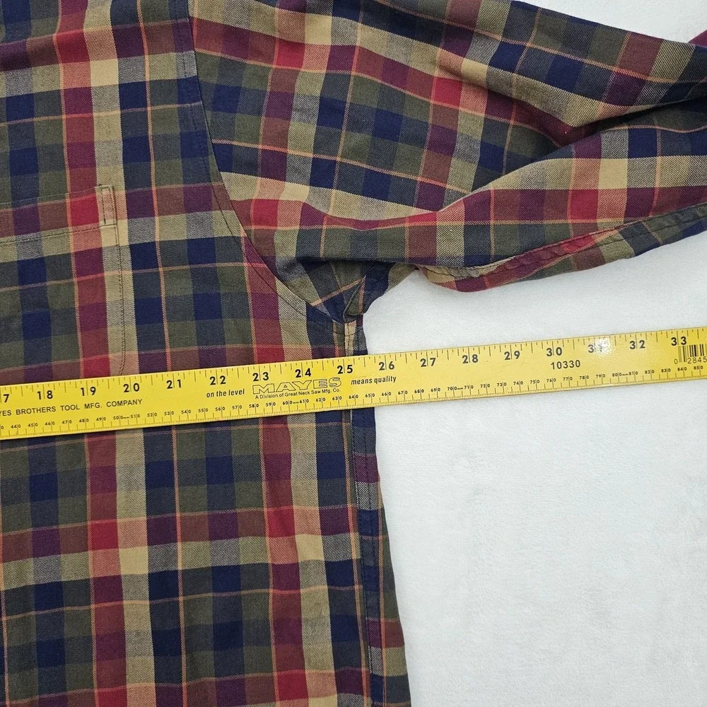 Viyella‎ Mens 17.5 XL Button Down Shirt Wool Cotton Oxford Flannel Plaid Preppy